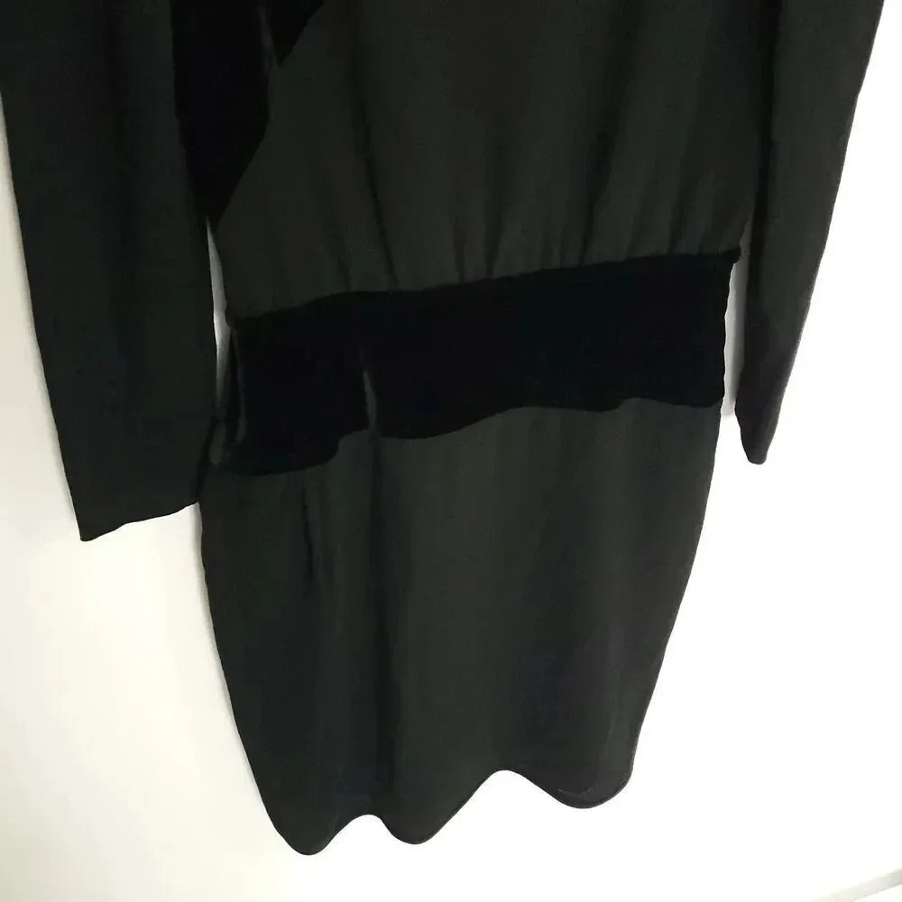 Valentino Boutique Vintage Dress Black Sz 38 US 4 Velvet & Wool Long Sleeves - Picture 9 of 16